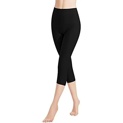 Libella 1er Pack Damen Leggings 3/4 Hose aus Baumwolle Capri-Hose mit Hohe Taille bunt Slim Fit Fitnesshose Mehrfarbig 4161 Schwarz XL