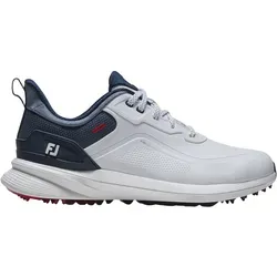 Footjoy Herren Pro SL Golf Schuh – Weiß Blau Rot, Größe 11 UK Wide - Innovativer Golf Schuh mit Z-TEC Obermaterial für Flexibilität und Stabilität. ARCTrax Außensohlentechnologie sorgt für optimale Traktion. Ideal für komfortables Spiel auf dem Golfplatz.