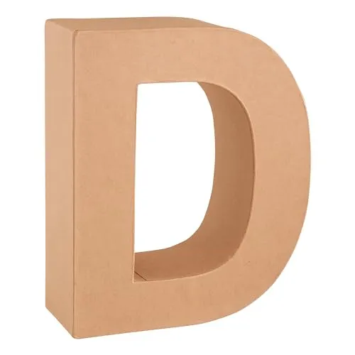 Glorex 6 2029 104 - Papp - Buchstabe D, Buchstabe aus brauner Pappe, ca. 17,5 X 5,5 cm groß, zum bemalen und bekleben, für Serviettentechnik und Décopatch, ideal als Dekoration