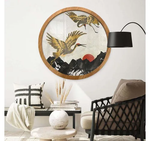 K&L Wall Art Runder Bilderrahmen aus Holz 50cm Ø - Bilderrahmen für Poster, aus hochwertigem MDF, modern und elegant. Ideal für Wohnzimmer und Flur, setzt Fotos und Poster stilvoll in Szene.