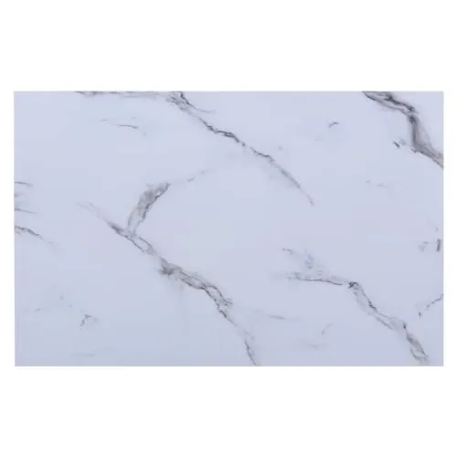Glasplatte Tischplatte 100x60cm - Marmoroptik Weiß mit Facettenschliff - Elegante Glasplatte aus 6mm ESG Sicherheitsglas, ideal als Tischplatte oder Schutzplatte. Hochwertige Optik und hohe Schlagfestigkeit schützen Ihr Mobiliar optimal vor Kratzern und Schmutz.