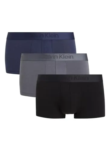 Calvin Klein Herren Boxer Matt (3er Pack), Schwarz, Blauer Schatten, Grauer Himmel, S