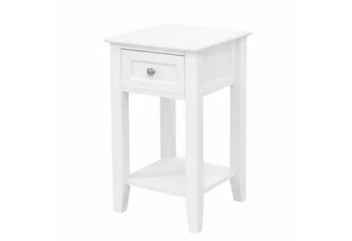 HTI-Living Beistelltisch Lara Weiß - Ablagetisch mit praktischer Schublade, ideal für Nachttisch oder Telefontisch, Maße: 35x60x35 cm, modernes Design in Weiß