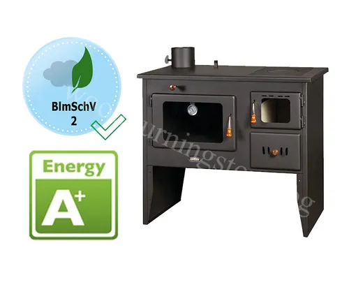 Prity W12 Wasserführender Küchenofen 12,1+4kW - Öfen: Wasserführender Holzofen mit hoher Energieeffizienzklasse A, ideal für die Küche. Maximale Wärmeleistung bis zu 20.000 BTU für wohlige Wärme.