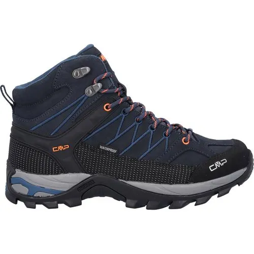 CMP Herren Rigel Mid Trekking Schuhe – B.Blue-Flash Orange, 42 EU - Wanderschuhe mit Gummiverschluss und Wildleder-Obermaterial, ideal für anspruchsvolle Wanderungen und Outdoor-Aktivitäten.