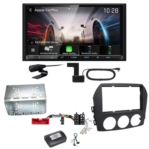 Kenwood DMX8021DABS Einbauset für Mazda MX-5 NC FL mit Android Auto & CarPlay - Multimedia-Autoradio mit 4 Kanälen, Touchscreen und Bluetooth. Genießen Sie DAB+, FM-Radio und die flexible Nutzung von AUX und USB für Ihre Lieblingsmusik.