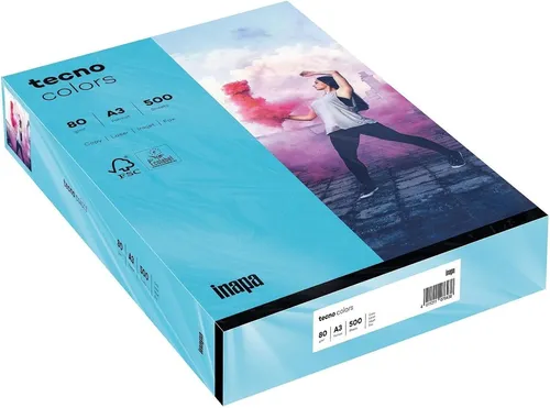 tecno Kopierpapier colors blau DIN A3 80 g/qm - Drucker- & Kopierpapiere, hochwertiges blaues Papier für lebendige Ausdrucke, 500 Blatt für kreative Projekte