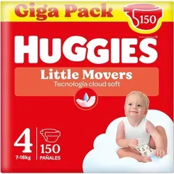 Huggies Baby-Windeln Little Movers, Disney-Design, Größe 4, 150 St. - Monatsbox mit 150 Huggies Little Movers Baby-Windeln, perfekt für Babys von 7-18 kg. Anatomisches Design & bis zu 12 Stunden Auslaufschutz für aktive Kleinkinder.