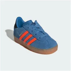 adidas Originals GAZELLE COMFORT CLOSURE ELASTIC LACES KIDS - Sneaker für Kinder in blau und orange, mit bequemen Klettverschluss und robustem Leder-Obermaterial – ideal für sportliche Aktivitäten.