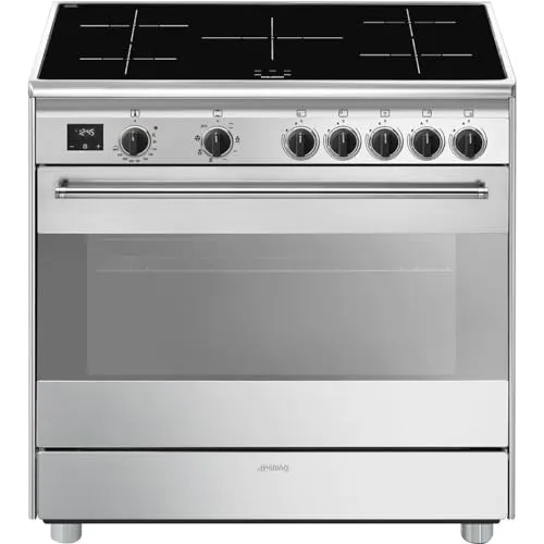 Smeg Cucina elettrica BG91IX2 - 5-Brenner Induktionsherd mit Elektroofen, ideal für moderne Küchen und effizientes Kochen
