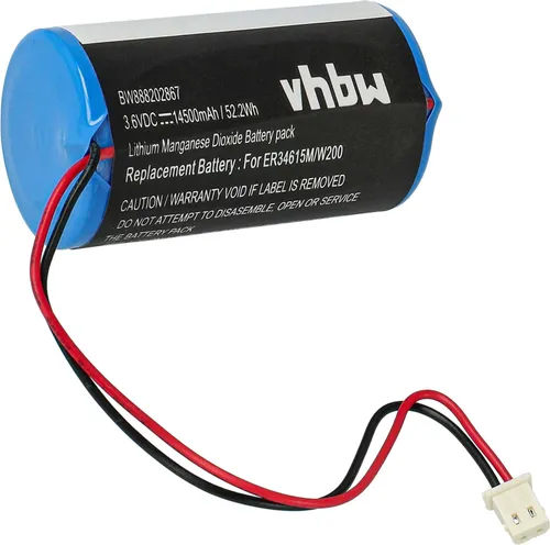 vhbw Batterie kompatibel mit Visonic MC-S730, MC-S730AC, MC-S710, MC-S720 Alarmanlage, Alarmsystem (14500 mAh, 3,6 V, Li-SOCl2)