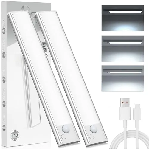 JEKEMORYE Schrankbeleuchtung LED - 20cm mit Bewegungsmelder & Akku - Die JEKEMORYE Unterbauleuchte ist kabellos, dimmbar und ideal für Küchen oder Schränke. Mit 27 LEDs sorgt sie für blendfreies Licht und eine lange Akkulaufzeit von bis zu 25 Tagen im Sensormodus.