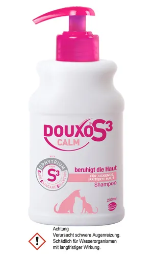 Ceva DOUXO® S3 Calm Shampoo 200 ml - Beruhigendes Tiershampoo - Tier-Shampoos mit Ophytrium und Panthenol, ideal für empfindliche Haut, hypoallergen und sanft reinigend.