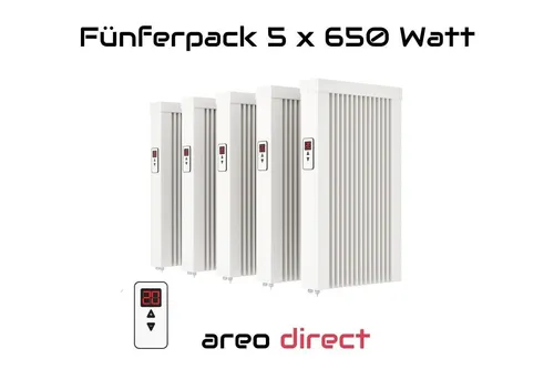 Elektroheizung 5x650W Heizung direct Flächenspeicherheizung Schamotte 12% Rabatt