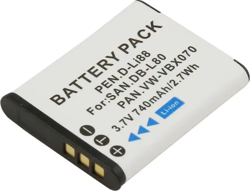Avizar Li-Ion Akku für Pentax D-Li88 - 740 mAh, Weiß - Leistungsstarker, kompakter Li-Ion Akku für Pentax D-Li88. Ideal für längere Foto- und Videoaufnahmen. Perfekte Passform für verschiedene Optio-Modelle, sorgt für zuverlässige Energie und einfache Handhabung.