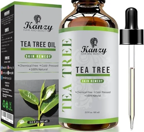 Kanzy Teebaumöl Naturrein 60ml mit Pipette Kaltgepresst Tea Tree Oil für Körper, Gesicht, Haut, und Nagel Anti Pickel, Haaröl, Akne Öl, Acne Serum gegen Unreine Haut, Öle für Diffuser