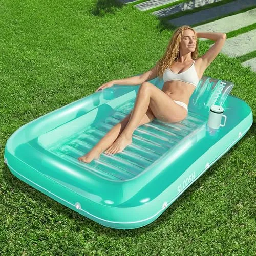 Sloosh 70" x 46" Aufblasbarer Sonnenpool - Swimmingpool-Flöße mit abnehmbarem Kissen für ultimativen Komfort und Platz für bis zu 2 Personen – ideal für entspannende Sommertage und Wasserpartys.