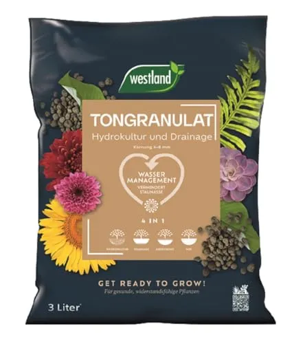 Westland Tongranulat 3 l - Pflanzgranulat für Hydrokultur und Drainage, ohne chemische Zusätze für gesunde Pflanzen und optimale Nährstoffversorgung