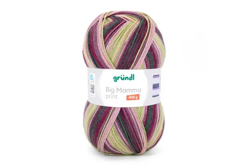 Gründl Häkelgarn Big Mamma print, malve/limette/nude/graugrün, 400 g - Vielfältiges Häkelgarn mit 1040 m Lauflänge, ideal für kreative Projekte wie Pullover, Decken und Accessoires. Hergestellt aus 100% Polyacryl, waschbar und pflegeleicht.