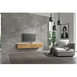 Wuun® Somero Lowboard TV-Board - Hängendes TV-Board aus Eiche, 180 cm breit, ideal für stilvolle Wohnräume und platzsparendes Design.