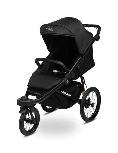 CARETERO Lima Deluxe Schwarz - Kompakter Faltbarer Buggy - Buggys: Der Reisebuggy Lima Deluxe Schwarz bietet außergewöhnlichen Komfort mit einer verstellbaren Rückenlehne und einem großen Verdeck für optimalen Schutz bei jedem Wetter.