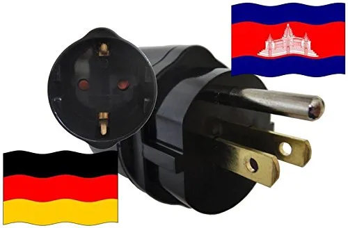 Adapter Kambodscha Kindersicherung und Schutzkontakt für Geräte aus Deutschland 250V