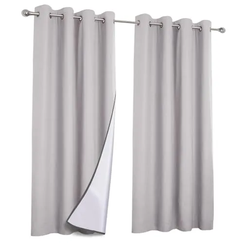 IDMarket - 2er-Set Thermovorhänge hellgrau 135X240 cm