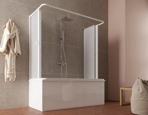 Badewannenaufsatz Delta 150 x 170 cm - Faltbar und Modern - Faltbarer Badewannenaufsatz aus Kunststoff, ideal für Ihr modernes Badezimmer. Inklusive 2 Duschtüren und Aufbauzubehör für einfache Montage. Maße: 150 x 170 cm, Farbe: Weiß/Transparent.