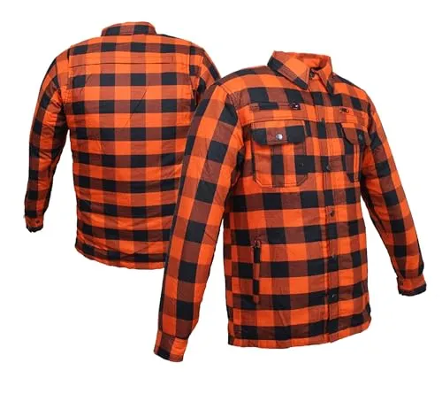 Alpha Speeds Motorradjacke Flanell-Holzfäller - Fahrradbekleidung, wasserdicht und winddicht mit Belüftungssystem, ideal für alle Jahreszeiten und ausgestattet mit herausnehmbaren Protektoren für optimalen Schutz.