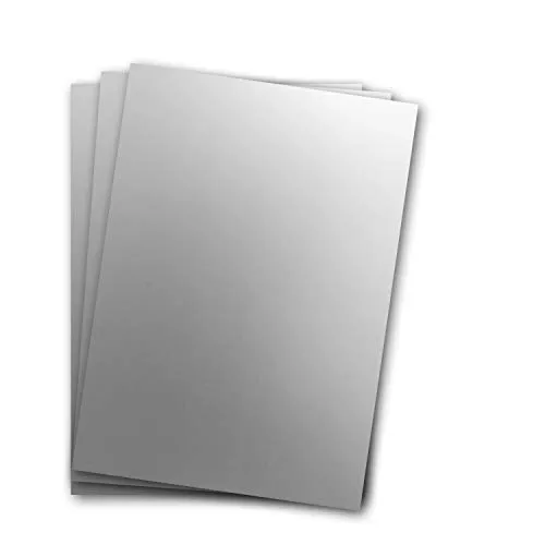 Metallic Papier DIN A4 21,0 x 29,7 cm - Silber Metallic - 75 Stück - glänzendes Bastelpapier 90 g/m² - Rückseite Weiß - Für Einladungen, Hochzeiten