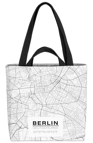 Berlin Map Tasche Hauptstadt Karte Stadt-Plan Berliner Bär Deutschland Ost West