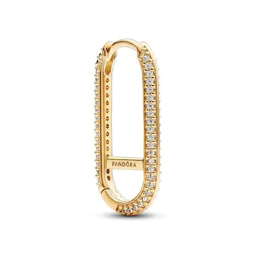 PANDORA ME Verlängerter Pavé-Link Einzelner Ohrring aus Sterling Silber mit 14 Karat vergoldete Metalllegierung, Cubic Zirkoniastein verziert, Kompatibel mit PANDORA ME, 262796C01