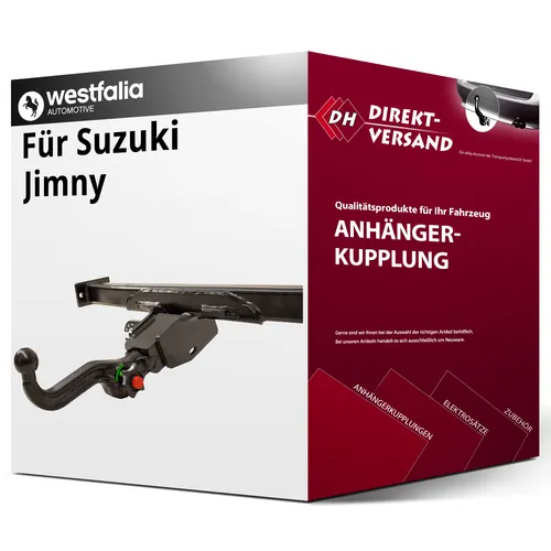 WESTFALIA Abnehmbare Anhängerkupplung für Suzuki Jimny (10.2018-heute) - Hochwertige abnehmbare Anhängerkupplung von Westfalia für Suzuki Jimny, 1500 kg Anhängelast, keine Eintragung in Fahrzeugpapiere nötig, ideal für flexibles Anhängen.