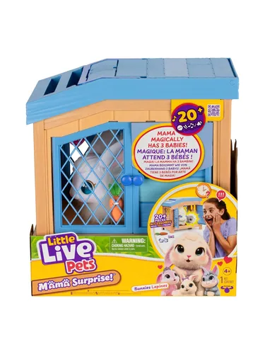Little Live Pets Mama Surprise Häschen - interaktives Häschen mit magischen Babys, inklusive Luxus-Stall und Pflegepaket für stundenlangen Spielspaß