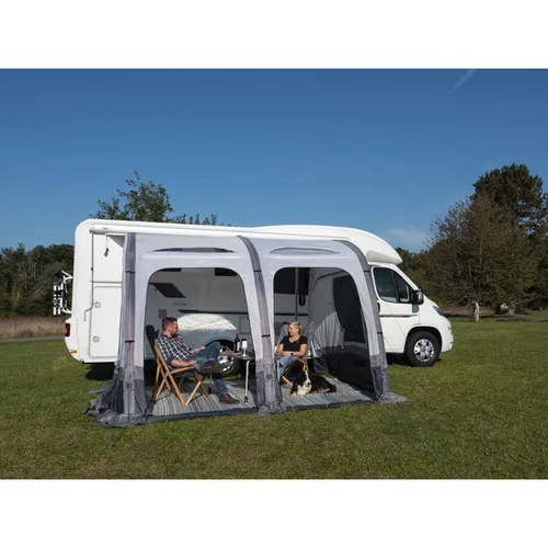 REIMO Vorzelt Marina Air High 390cm - Aufblasbares Luftvorzelt für Wohnwagen, ideal für Camping mit großem Wohnraum und hervorragendem Wetterschutz. Inklusive Moskitonetz und schneller Aufbau dank einem Luftschlauch.