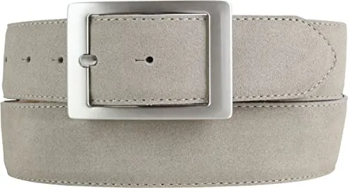 BELTINGER Herren-Gürtel aus Veloursleder mit Doppel-Schnalle 4 cm | Hochwertiger Wildleder-Gürtel in Hellgrau 85cm - Eleganter 40mm Veloursledergürtel mit weicher Oberfläche und robuster Doppel-Schnalle. Ideal für Jeans und Chinos, bietet individuellen Tragekomfort und lange Lebensdauer durch hochwertige Verarbeitung.