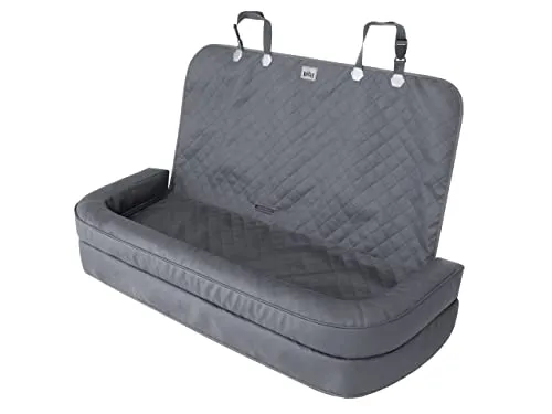 DOGGY Hundeautositz - Graphit Skaj - Hundebett und Transportbox für kleine Hunde, verstellbar für jeden Autotyp, leicht zu reinigen und wasserdicht, ideal für sichere Reisen.