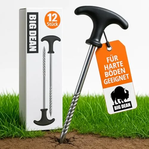 BigDean 12 Stück Heringe Erdnägel stabil auch für Harte Böden Zeltheringe