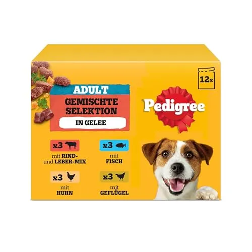 PEDIGREE DOGCARE Hundefutter Portionsbeutel Chunks in Gelee Adult 4 x 12 x 100g