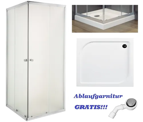 Invena Duschwanne + Duschkabine 80x80cm - Eckige Duschkabine mit gehärtetem, transparentem Glas, resistent gegen Bakterien. Ideal für moderne Badezimmer, inklusive Ablaufgarnitur und 10 Jahre Herstellergarantie.