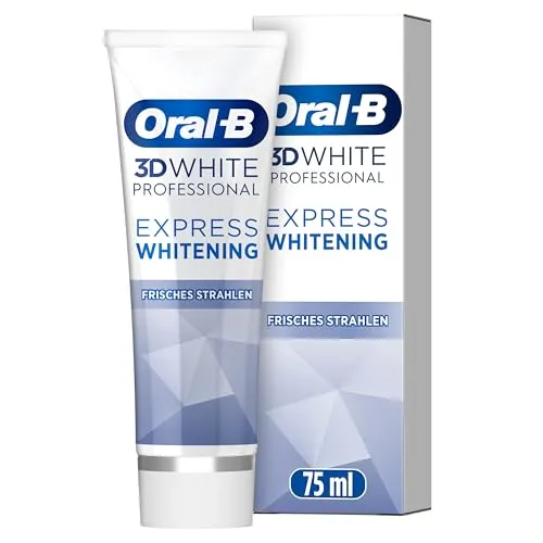 Oral-B 3D White Express Frisches Strahlen Zahncreme, 75ml - Die Oral-B 3D White Express Zahncreme sorgt für ein frisches Strahlen und helle Zähne. Mit kühler Minze für ein erfrischendes Mundgefühl – ideal für die tägliche Zahnpflege.