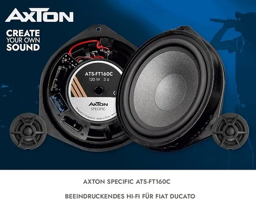 AXTON ATS-FT160C – Passgenaues 2-Wege Komponenten System für FIAT Ducato - Car-HiFi-Lautsprecher mit 80 W RMS, Plug & Play Einbau für optimierte Akustik und harmonischen Klang, ideal für klare Stimmen bei Hörbüchern und Telefonaten.
