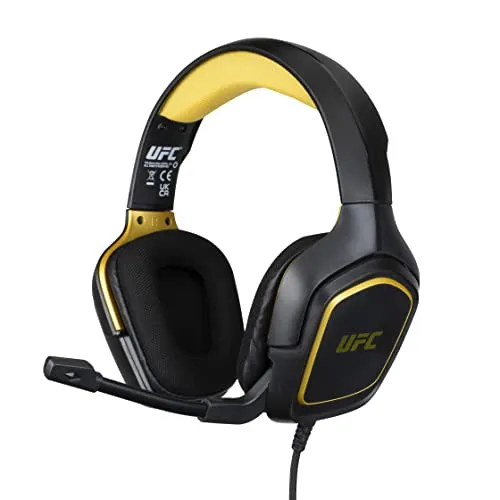 Konix UFC Gaming-Headset mit Kabel für PS4, PS5, Switch, Xbox One und Series X|S - 45°-Mikrofon - 1,5 m Kabel - 3,5 mm Klinken - Schwarz und Gold