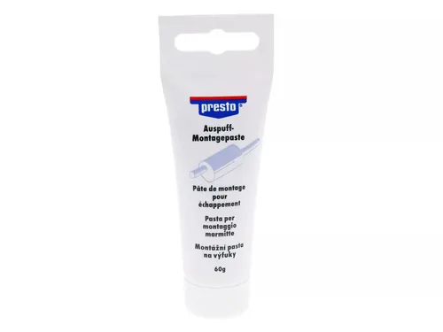 Auspuff-Montagepaste Presto 60g - Hochwertige Montagepaste zur einfachen und sicheren Befestigung von Auspuffanlagen. Ideal für den professionellen Einsatz und sorgt für eine langlebige Verbindung.