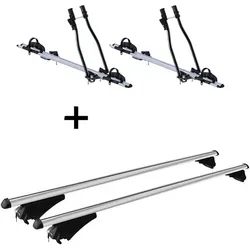 2x Fahrradträger SAGITTAR + Relingträger Tiger XL kompatibel mit für Mitsubishi Outlander PHEV ab 14