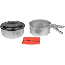 Trangia Tundra II Kochset Duossal - STK - hellgrau / schwarz - Kochutensilien für Gaskocher, ideal für Boote und Wohnwagen. Duossal-Material kombiniert Aluminium und Edelstahl für optimale Wärmeleitung und Langlebigkeit.