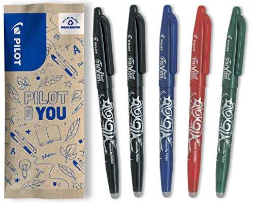 PILOT FriXion Ball 0.7 Set – 5 Stück: 2x Schwarz, 1x Blau/Rot/Grün – Radierbare Tintenroller 0,4mm Strichstärke, angenehme Schreibführung beim Schreiben, thermosensitive Tinte, austauschbare Mine