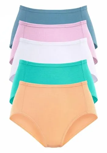 PETITE FLEUR Damen Taillenslip 5er-Pack - Funktionsunterwäsche aus hochelastischer Pikee-Qualität für optimalen Komfort und perfekte Passform, ideal für den täglichen Gebrauch.