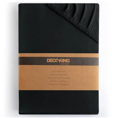 DecoKing Spannbettlaken 120x200 140x200 cm 100% gekämmte Baumwolle Schwarz Spannbetttücher Jersey Boxspringbett Amber 120 x 200 140 x 200