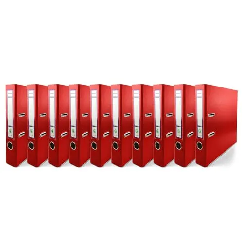 Netuno 10x Ring-Buch Rot DIN A4 Ekobox 2-Ring-Mechanik 5cm Ringmappe a4 schmaler Aktenordner a4 schmal Aktenordner dünn Kunststoffordner einfarbig Ordner Dokumente Ringbuch Ordner Schulordner